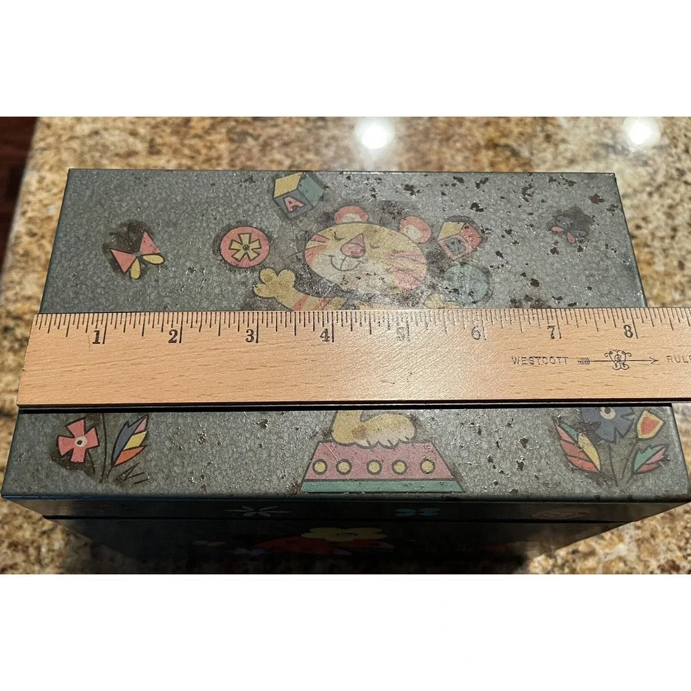 Vintage Metal Storage Tin/Box Tiger And Friends Sturdy Solid Construction 1950's